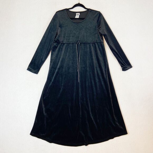 VTG Take Nine Maternity Velvet Midi Dress Sz S Black 90s Whimsigoth Witchy - Picture 2 of 6